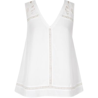 White embroidered tank top
